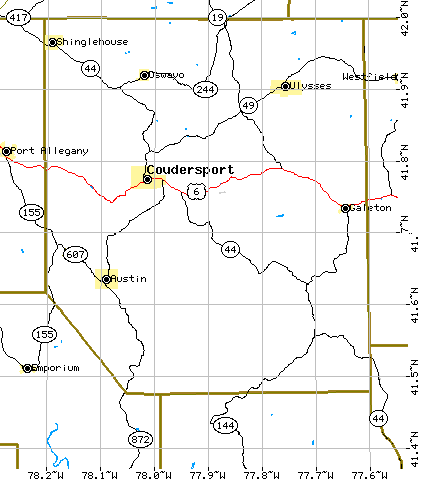 Map of Potter County