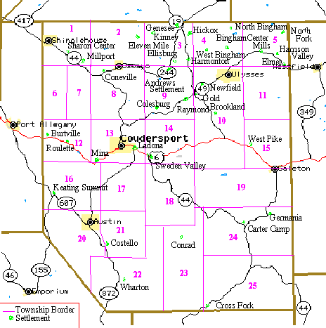 Map of Potter County