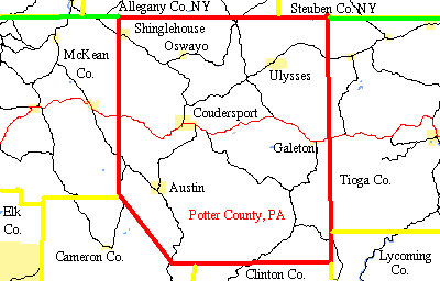 Map of Potter County