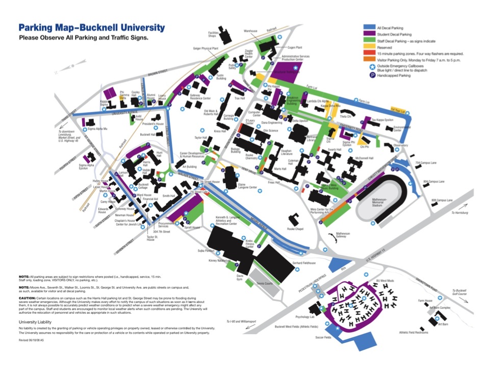 Bucknell campus parking map