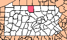 Map of PA showing Potter County
