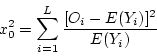 \begin{displaymath}x_0^2 = \sum_{i=1}^L \frac{[O_i - E(Y_i)]^2}{E(Y_i)} \end{displaymath}