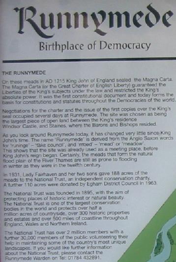 Image of Sign at Runneymede