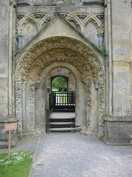 Image of Norman-style doorway on The Lady Chapel (1180) at Glastonbury Abbey