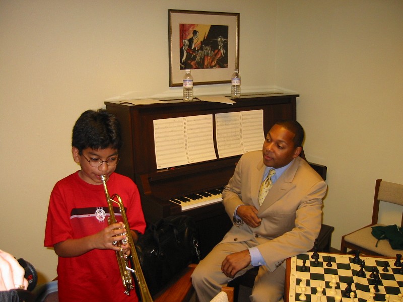Image of Scott Playing his Trumpet
 for Wynton Marsalis