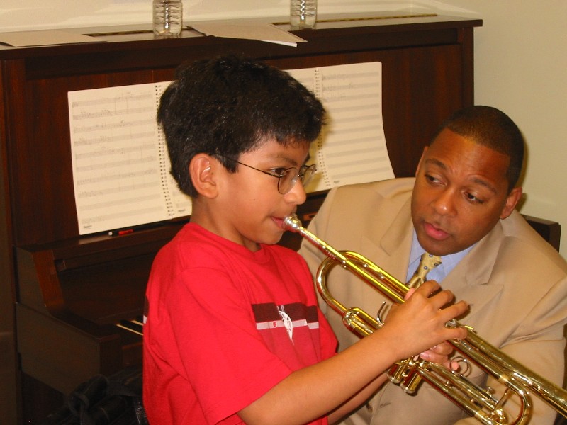 Image of Scott Playing his Trumpet
 for Wynton Marsalis