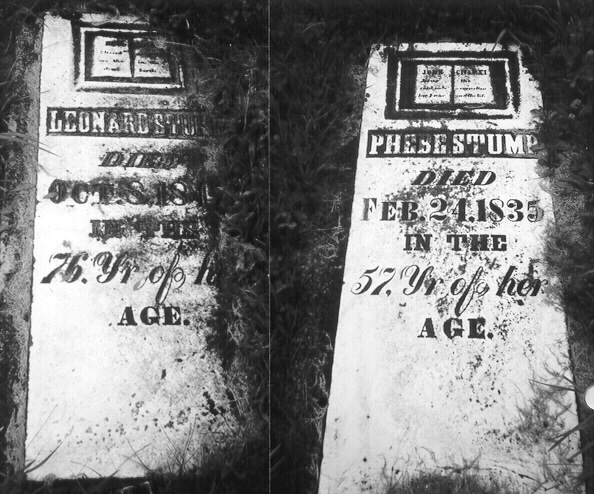 Image of old Leonald and Phoebe STUMP's Gravestones