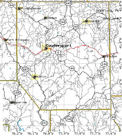 Map of Potter County