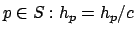 $p \in S: h_p = h_p / c$