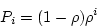 \begin{displaymath}P_i = (1 - \rho) \rho^i \end{displaymath}